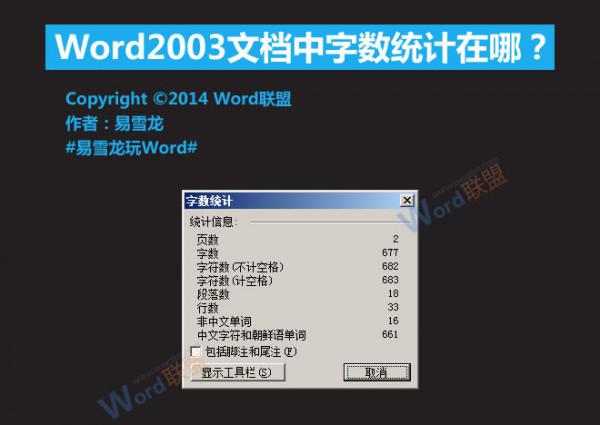 Word2003文档中字数统计在哪?